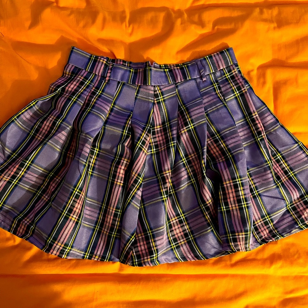 Small purple plaid skirt